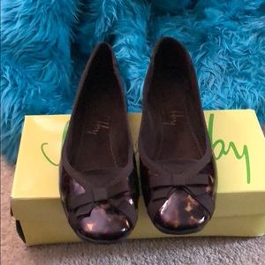 Cute Tortoise Brown Bowed Flats - Sz 8.5